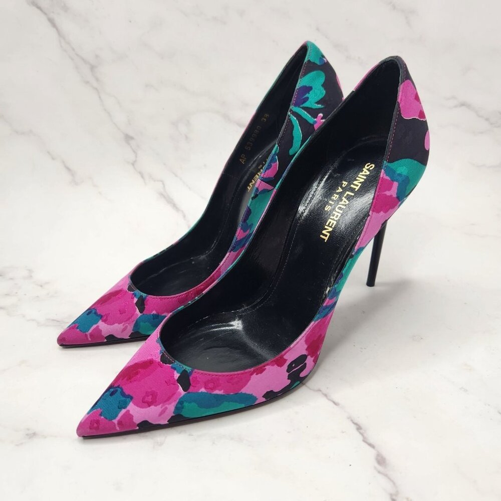 Saint Laurent Paris Floral Print Pumps Stiletto Heels Formal